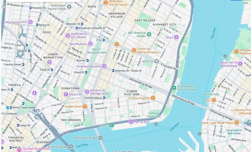 Map of weed delivery coverage in Lower East Side, Manhattan from Cannadreams NYC at 862 9th Ave