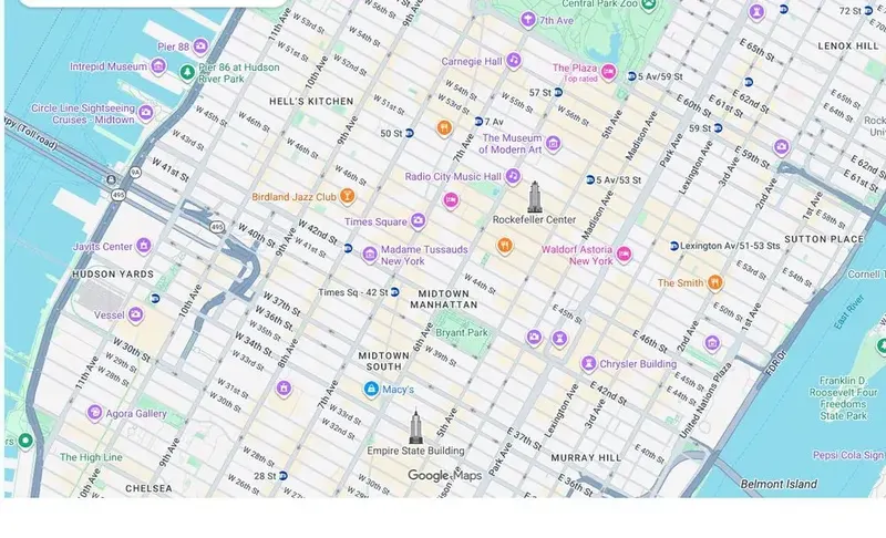Map of weed delivery coverage in Times Square, Manhattan from Cannadreams at 862 9th Ave