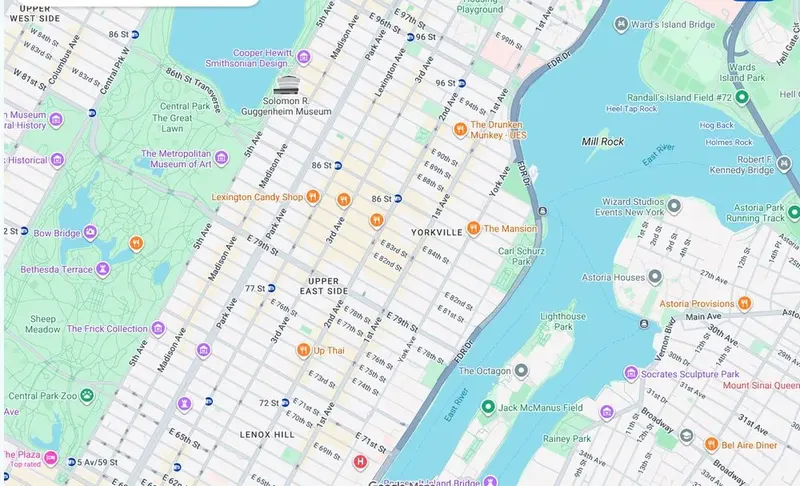 Map of weed delivery coverage in Yorkville, Manhattan from Cannadreams NYC at 862 9th Ave