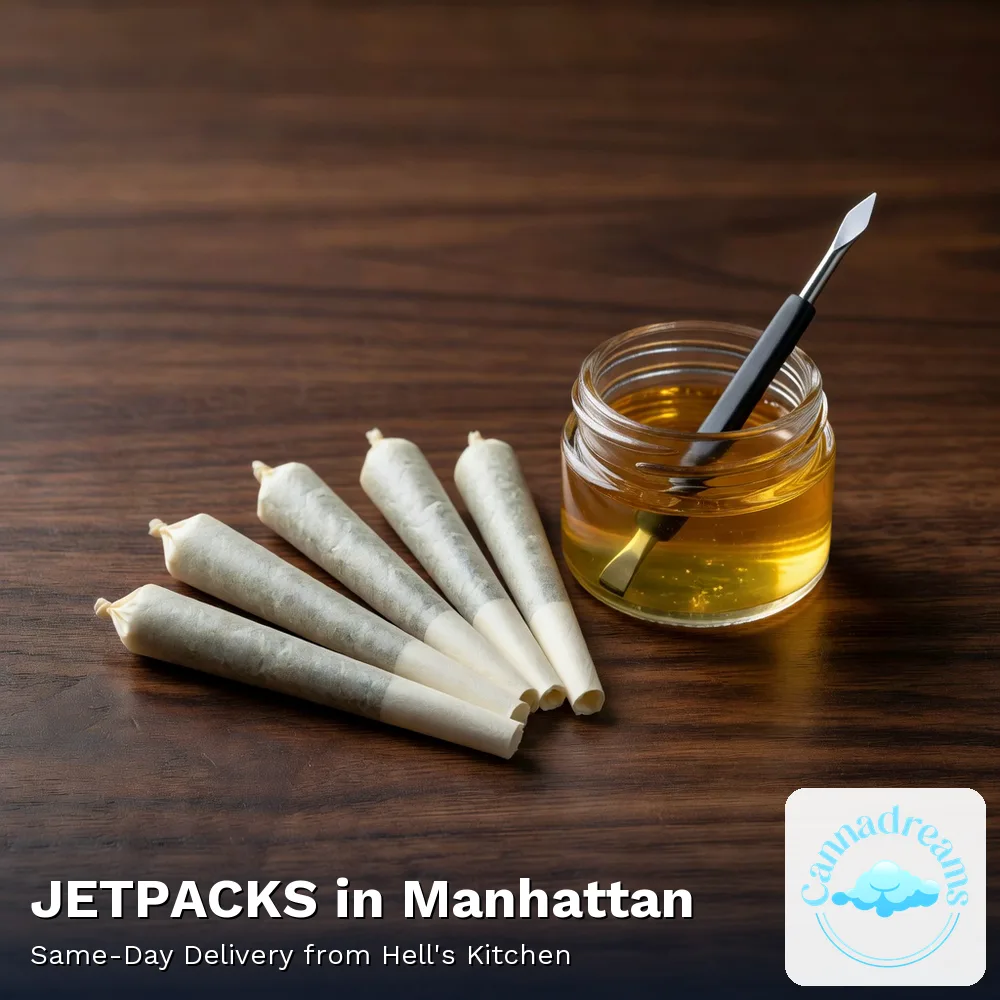 JETPACKS infused pre-rolls and 1g cannabis diamonds for same-day delivery in Manhattan from Cannadreams, 862 9th Ave, Hell's Kitchen