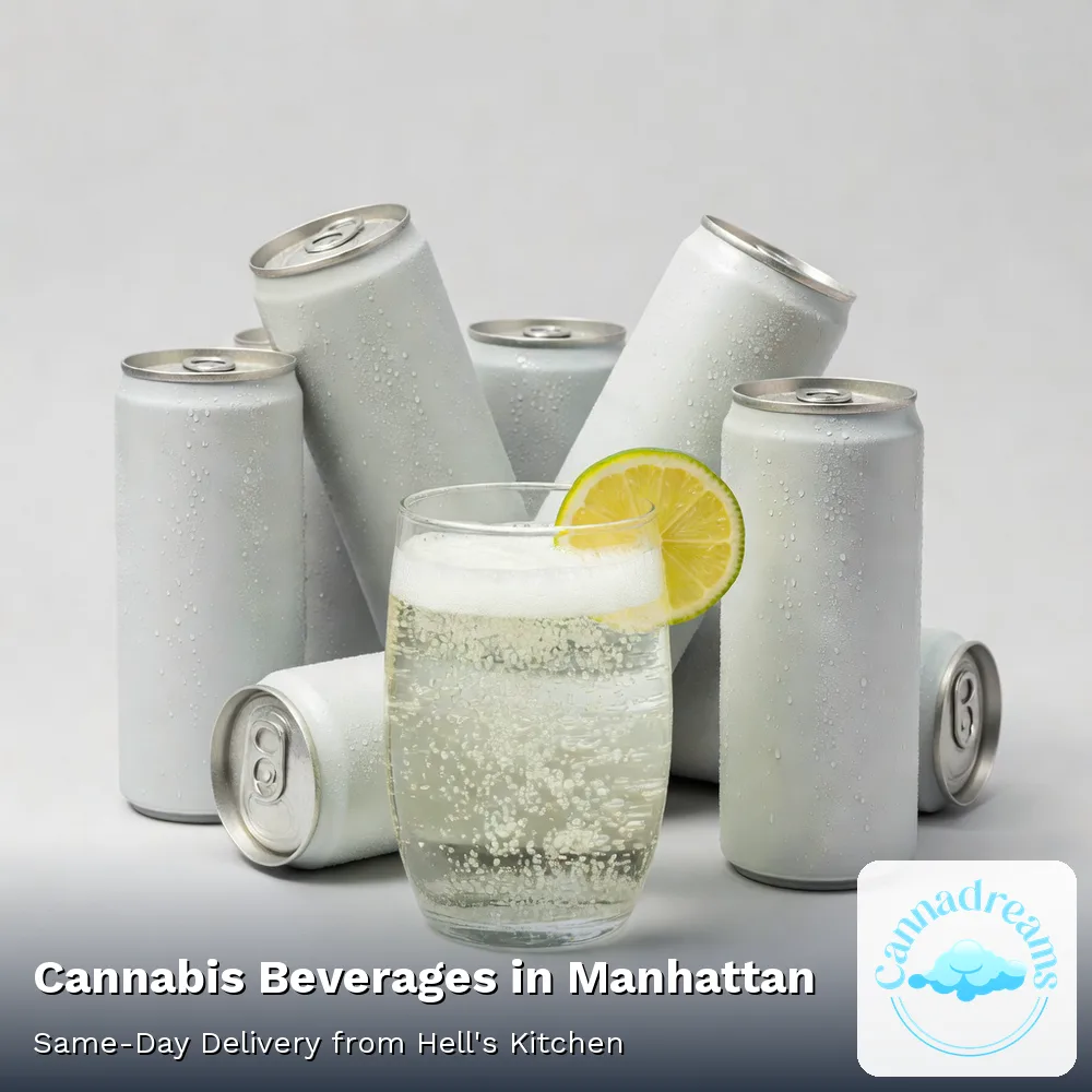 Cannabis beverages in Manhattan, THC seltzers and drinks from Cannadreams, same-day delivery from Hell's Kitchen